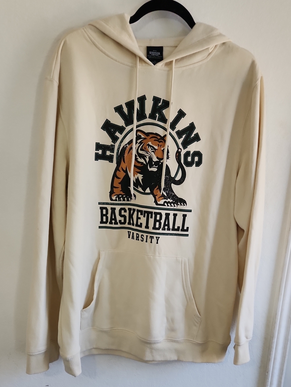 Hawkins Varsity Cream Basketball Hoodie